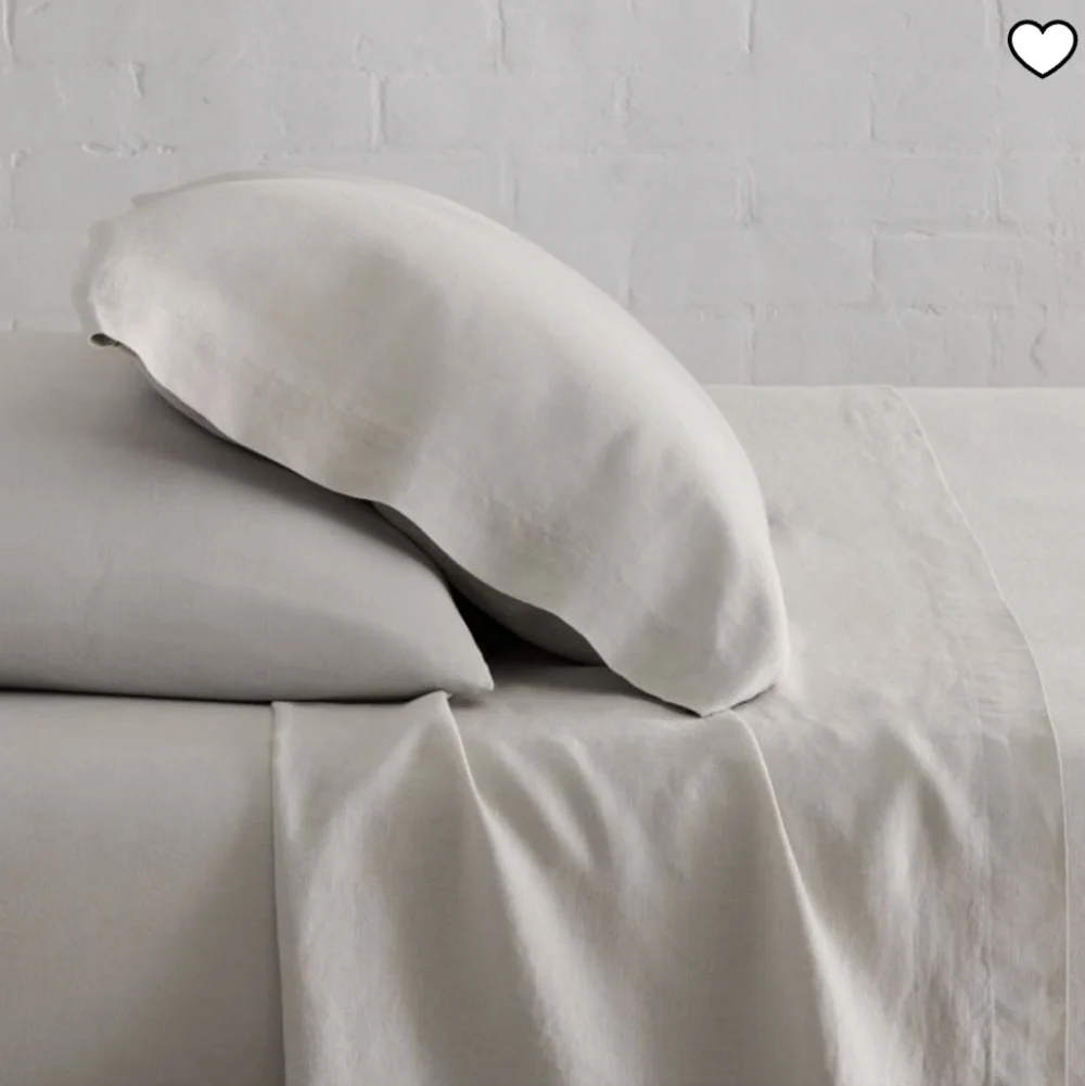 ❤️BUY 2 GET 1 FREE European Flax Linen Sheet Set, Full, Frost Gray, Retail $269